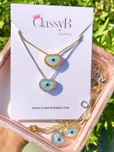Load image into Gallery viewer, DAINTY EVIL EYE HEART NECKLACE
