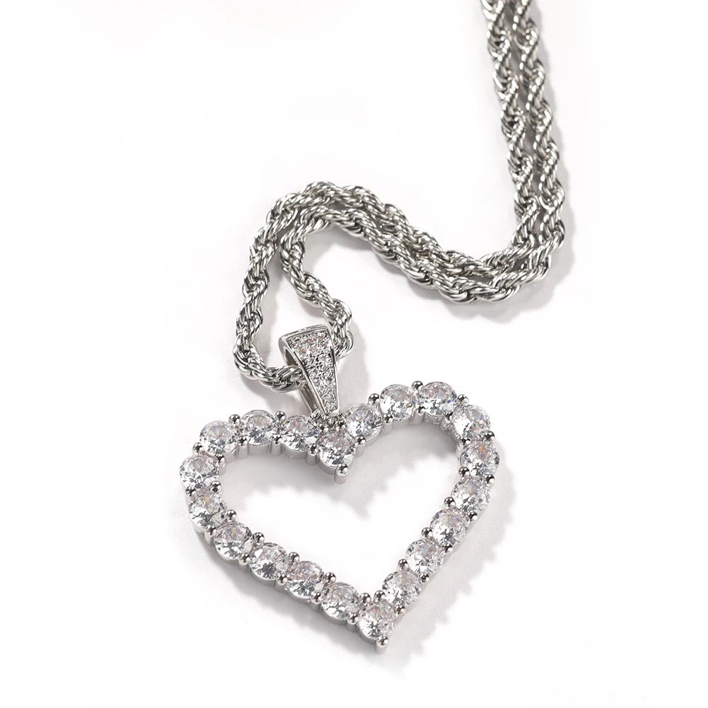 Hollow Heart Lock Necklace