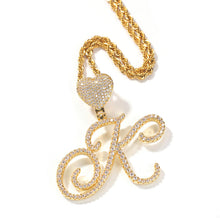 Load image into Gallery viewer, HEART CURSIVE LETTER PENDANT + ROPE CHAIN
